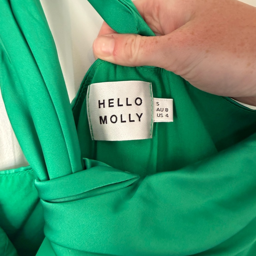 Hello Molly Emerald One-Shoulder Satin Gown - Picture 3 of 3